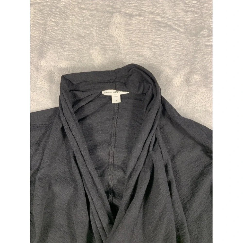 James Perse Cardigan Womens Size 4 Black Long Sleeve USA Cotton